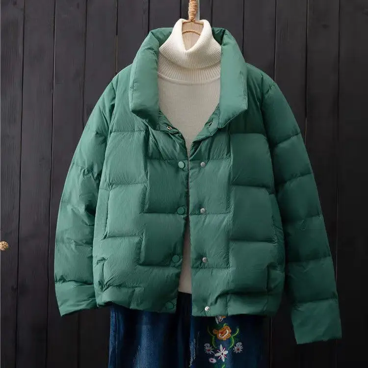 2023 Women Solid Thick Parkas Female Winter Zipper Pockets Ladies Warm Elegant Coat Jackets Standard Collar Overcoat Parka H875