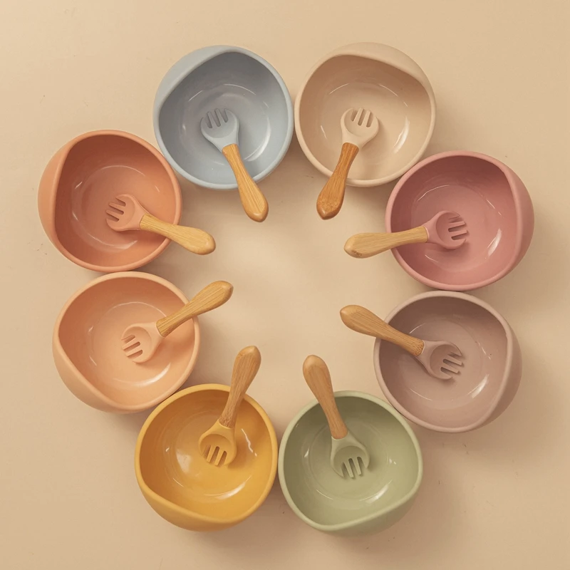 Детская посуда набор силиконовых чашек для кормления ребенка ложка легкая в