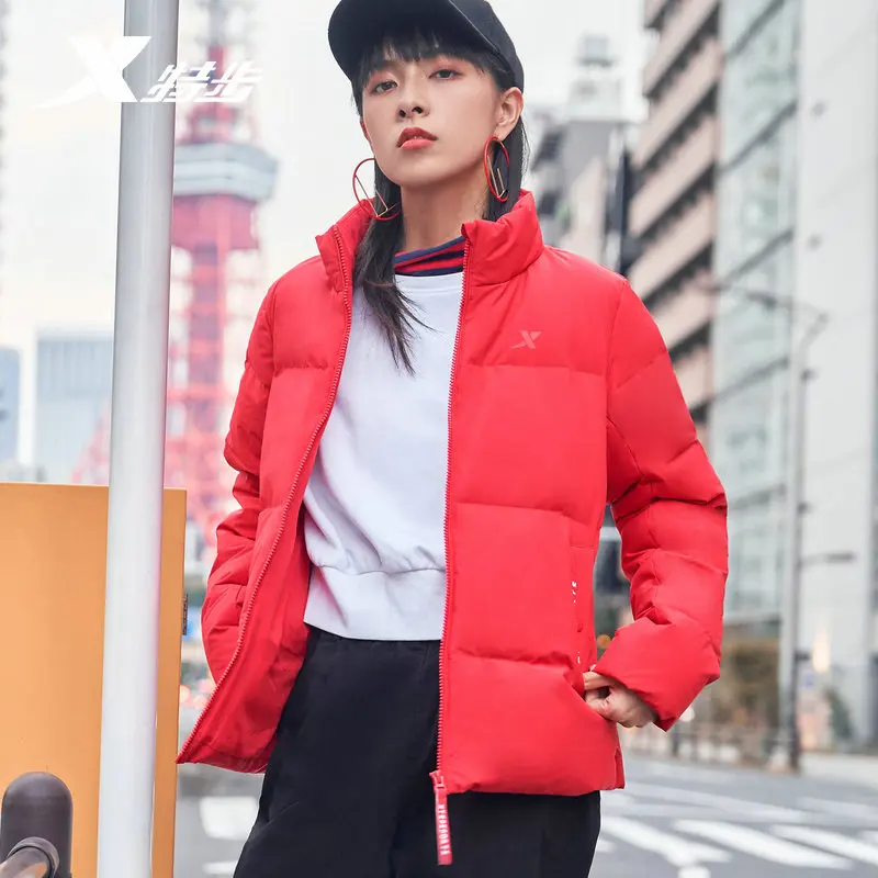 Xtep женский однотонный пуховик на весну и зиму женская модная теплая