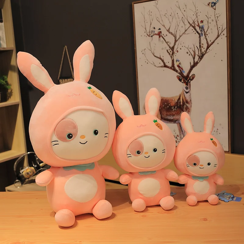 

candice guo! cute plush toy lovely cartoon animal cat turn to dinosaur carrot rabbit soft stuffed doll birthday Christmas gift