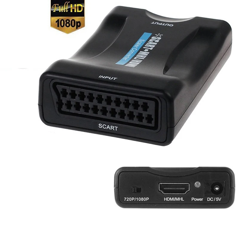 

1080P SCART К HDMI конвертер аудио видео высококлассные сигнала адаптеры-конвертеры с зарядный кабель-адаптер для Sky Box DVD STB