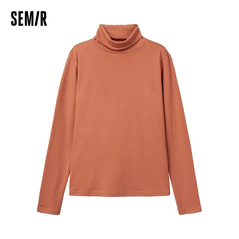 

SEMIR Long Sleeve T-Shirts Women Half-High Collar Autumn 2021 New Style Inner Slim Bottoming Tshirt Girl