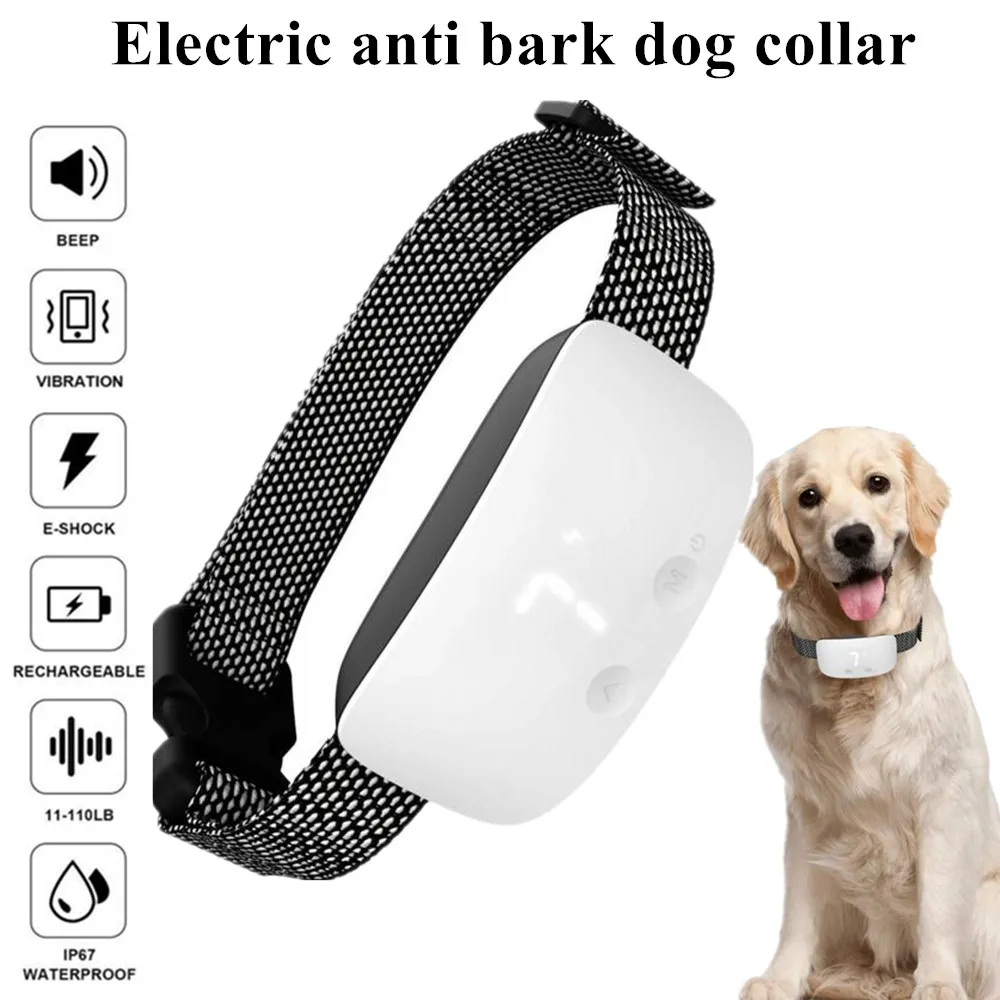 

Electric Bark Training Collar Waterproof Anti Bark Dog Collar Beep Vibration Shock 7 Level No Barking Rechargeable dog collar