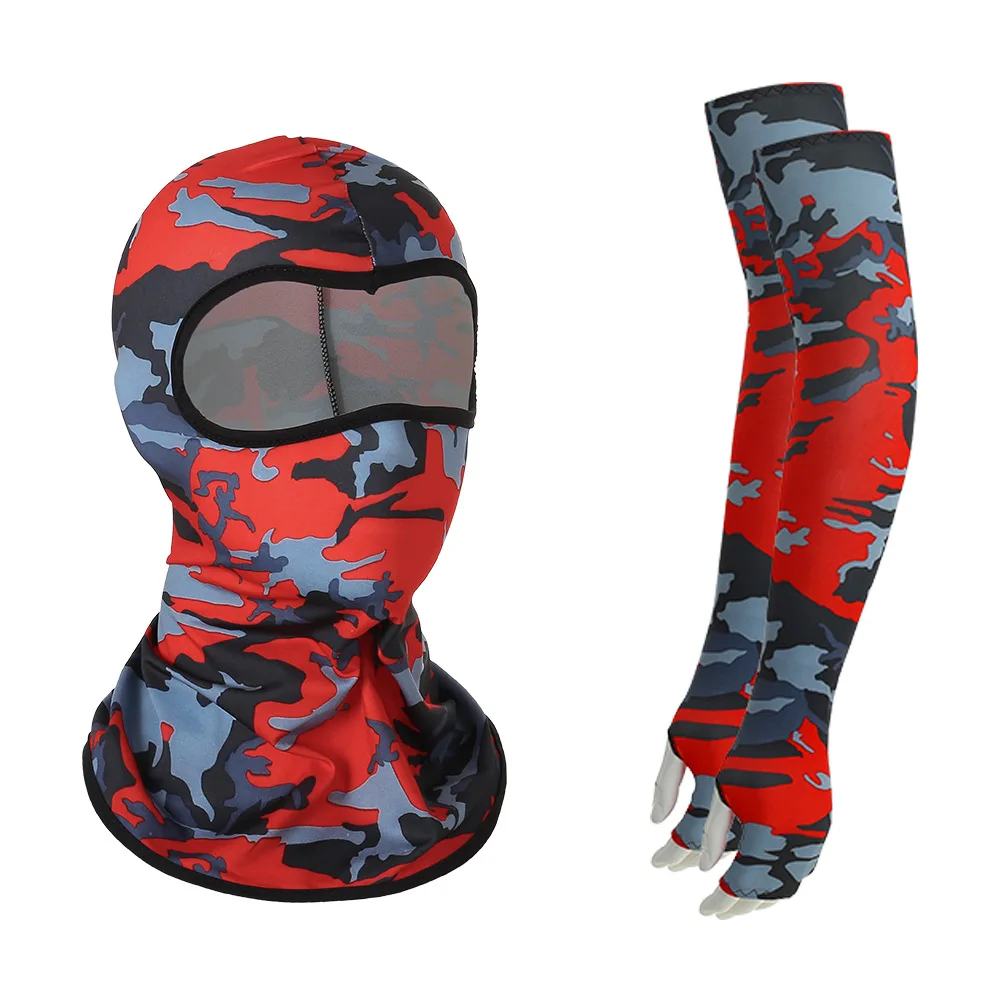 

Ice Silk Sunscreen Masked Headgear+53cm Ice Sleeve Combination Set CS Mask Outdoor Riding Sports Sunscreen Sleeve Balaclava