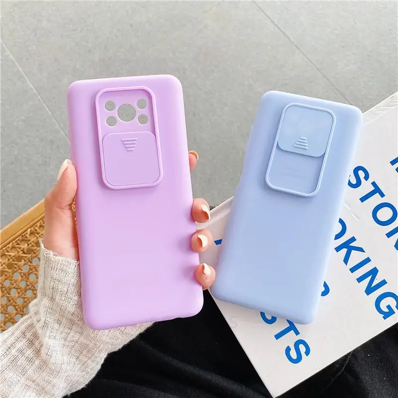 slide camera protector phone case on for xiaomi mi poco x3 pro x 3 nfc f3 5g poko x3pro x3nfc liquid silicone soft back cover free global shipping
