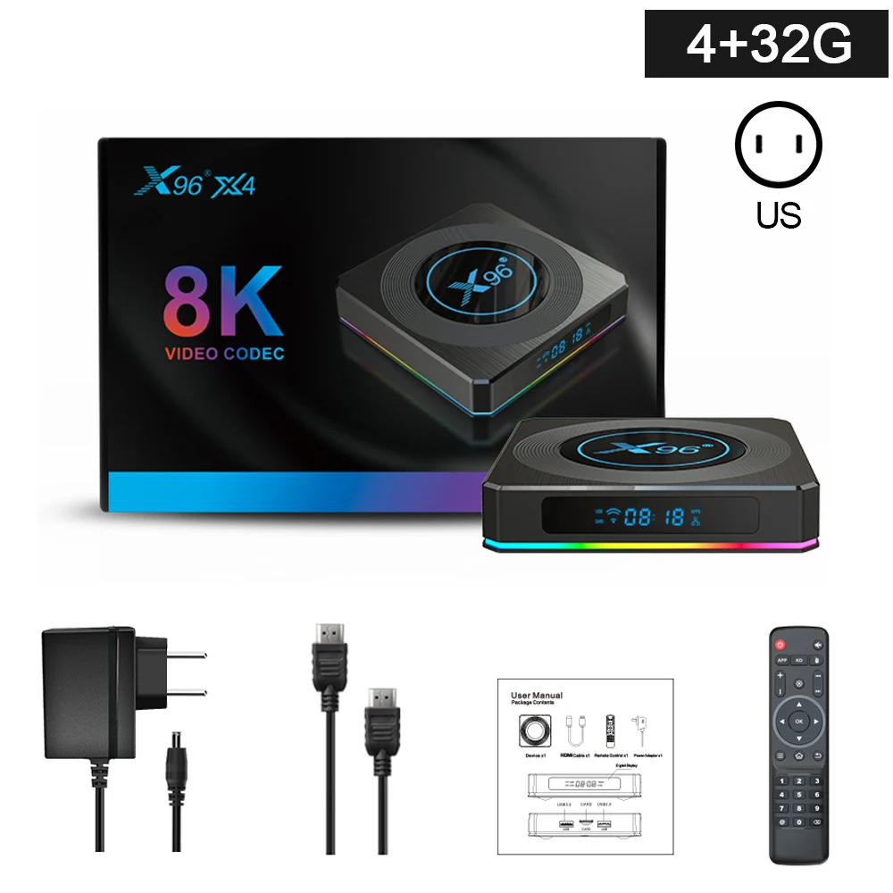 

Приставка Смарт-ТВ X96 X4 Amlogic S905X4, 4 + 64 ГБ, Wi-Fi