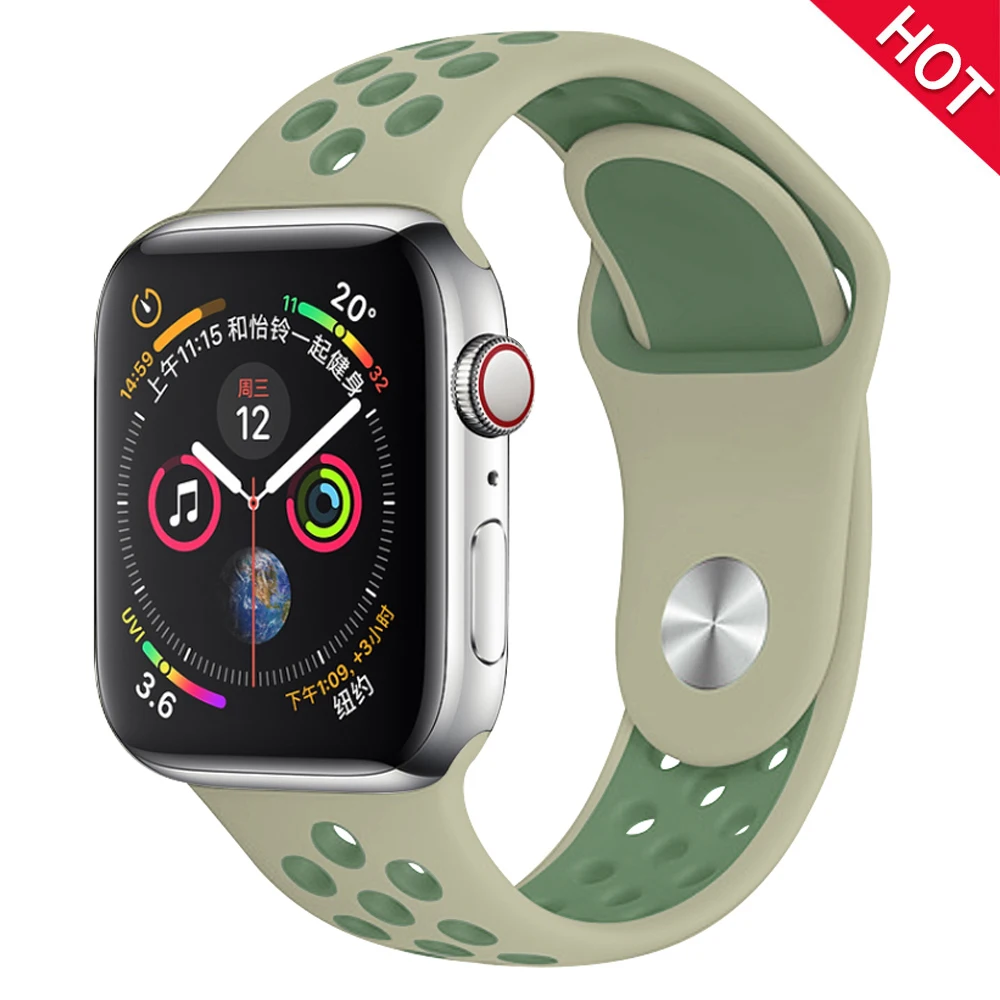 Spruce moss green Мягкий силиконовый сменный спортивный ремешок для Apple Watch, 38 мм, 40 мм, серия 1, 2, 3, 4, 5, 42 мм, 44 мм, браслет на запястье, ремешок для iWatch Sports - Цвет ремешка: Spruce moss green
