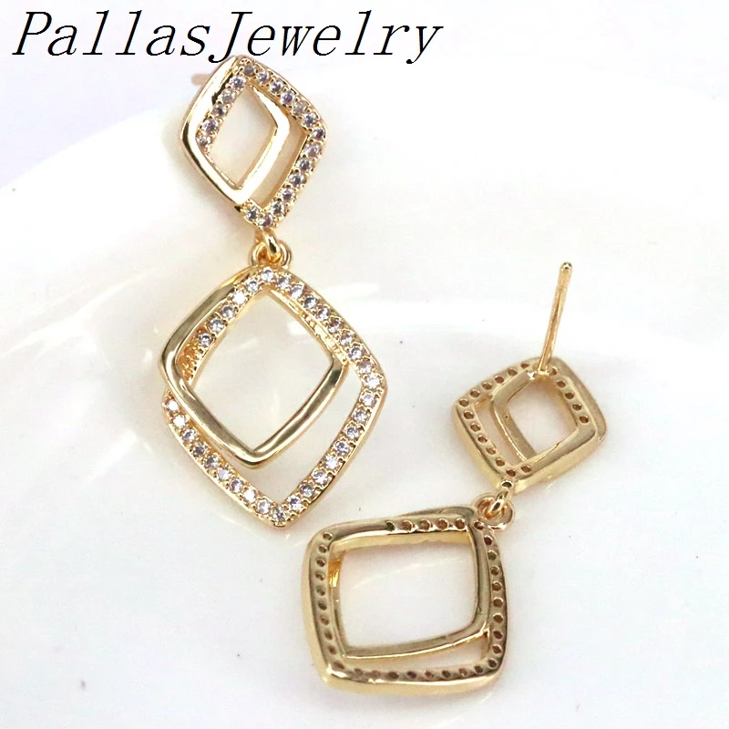 

5Pairs Zircon Earrings 2021 Geometric Micro Pave Earrings For Women Girl Luxury Hanging Drop Earrings Brincos Fashion Jewelry