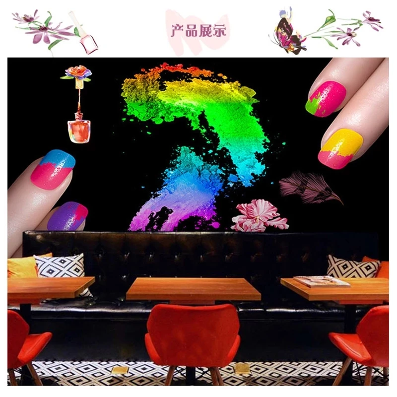 the United States personalized 3D nail polish watercolor graffiti wallpaper beauty salon makeup shop background Waterproof | Обустройство