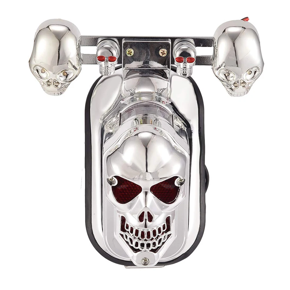 Модифицированный светодиодный летный задний фонарь с черепом хромированный в