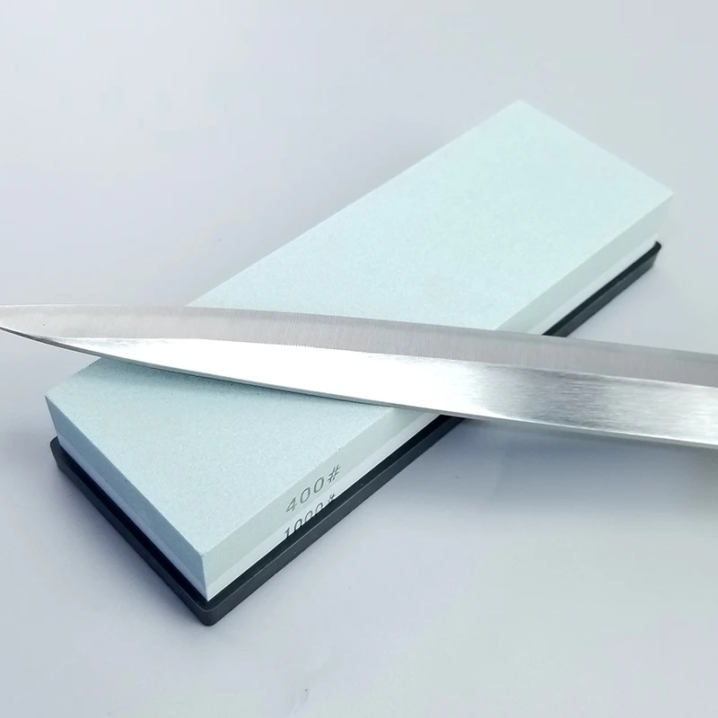 

Sharpening stone 400&1000 grit size - double-sided oil stone set with anti-slip bamboo base and angle guide sharpening sysyem