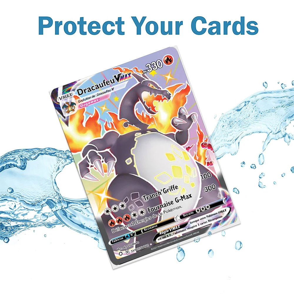 Fundas protectoras de cartas de Pok&eacute;mon para ni&ntilde;os, funda transparente con soporte, carpeta, regalo, 100 unidades-4