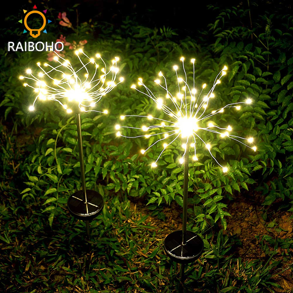 

2Pack Solar Garden Lights Solar Firework Lights Solar Powered String Light Twinkling and Steady-ON Modes for Garden Patio Yard