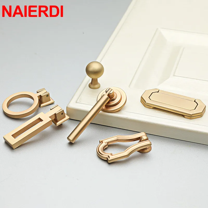 NAIERDI Solid Zinc Alloy European Furniture Handle Vintage Gold Cabinet Pulls Kitchen Cupboard Drawer Knobs Hardware | Обустройство