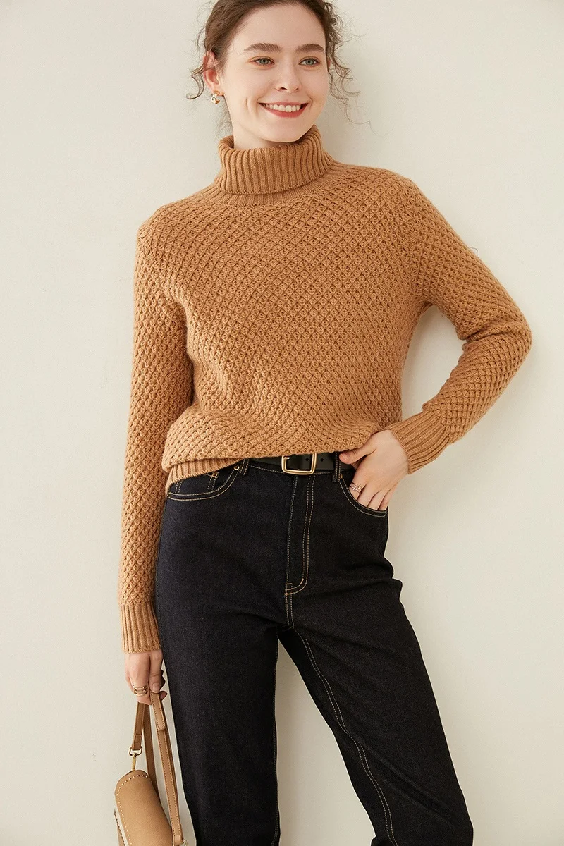 

KOIJINSKY 2021 pure wool high Lapel classic pineapple juice knitted sweater