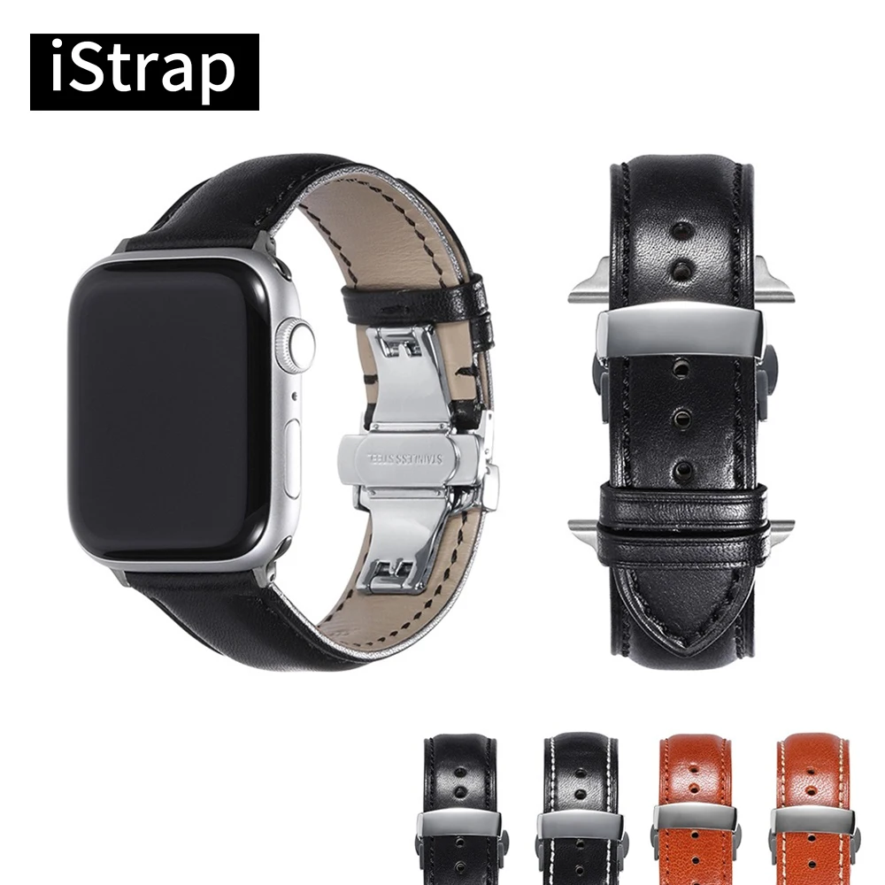 Ремешок iStrap из натуральной кожи для Apple Watch 42 мм 38 мм/44 40 серия 4 3 2 1 ремешок iWatch |
