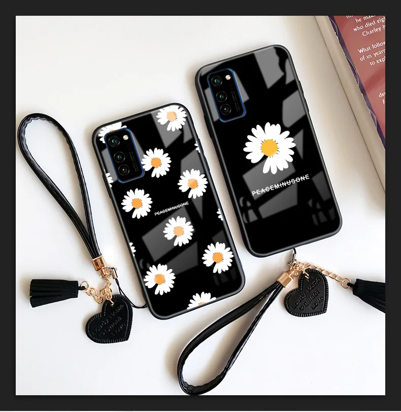 

For oppo Realme 6 Pro A52 A72 A92 A91 A31 A5 A9 2020 A5S A3S Case strap Peaceminusone Daisy Hard Glass Cover For OPPO Reno 4 Pro