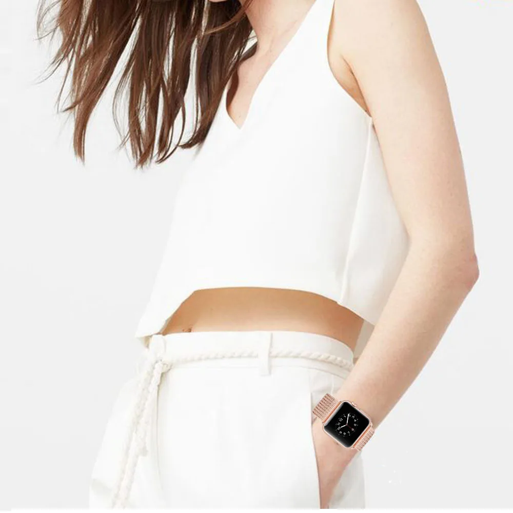 Нержавеющая сталь тканые спортивный ремешок для наручных часов Apple Watch Series 5/4/3/2