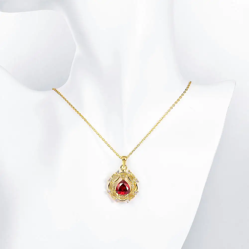 

YAONUAN Trendy Vintage Golden Necklace Inlay Colorful Zircon Flower Pattern Glisten Pendant Fashion Female Jewelry Accessories