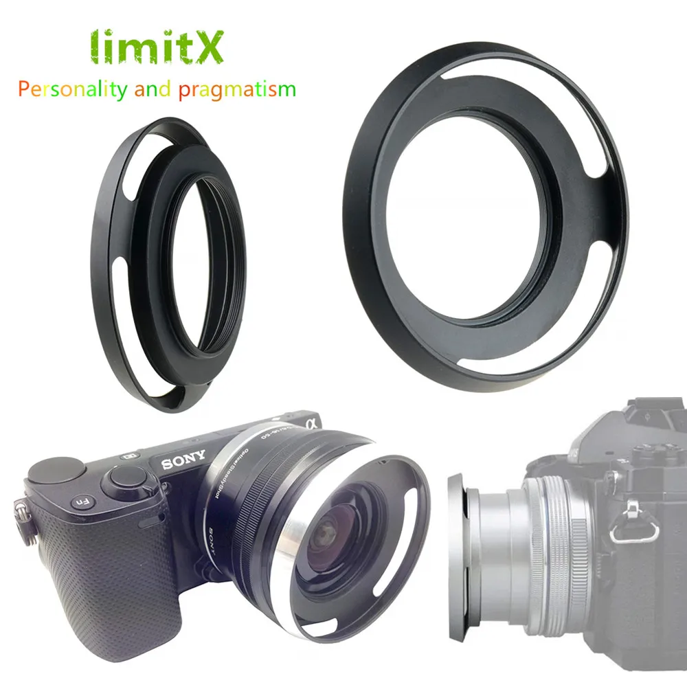 Металлическая вентилируемая бленда объектива для Leica D LUX Typ109 Panasonic DMC LX100 Mark II / Canon