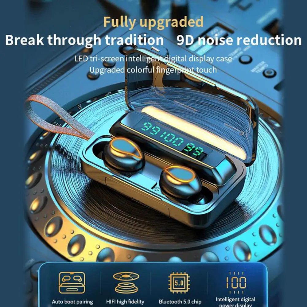 TWS стереонаушники F9 с поддержкой Bluetooth 5 0 и светодиодный фоном|Наушники гарнитуры|