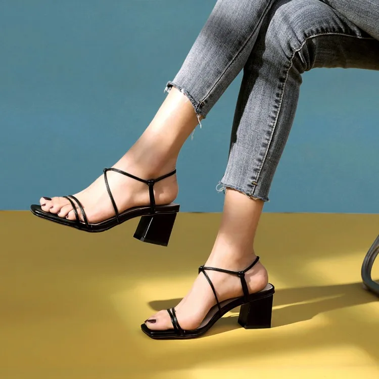 

Big Size 9 10 11 12 high heels sandals women shoes woman summer ladies Strap sandals with thick heels