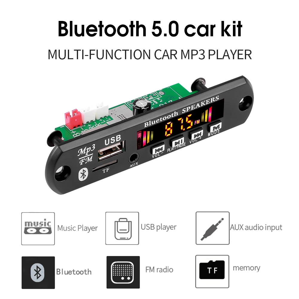 2*25 Вт стерео 12 в 50 усилитель автомобильный FM-радиомодуль Bluetooth 5 0 MP3-плеер декодер