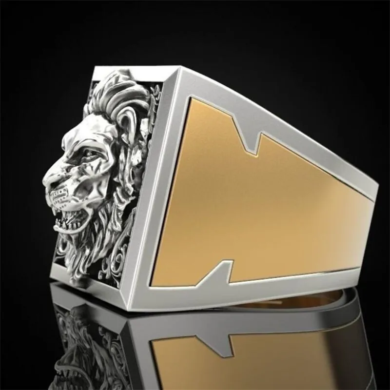 

New trend line fashion retro lion two sets of creative rings men's trend domineering gothic hip-hop banquet accessories gifts