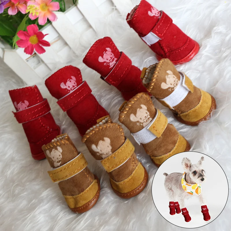 

Hot Sale Warm Winter Pet Shoes For Small Dogs Non-slip Dog Cat Snow Boots Thick Fur Chihuahua Shoes mascotas Zapatos Perro