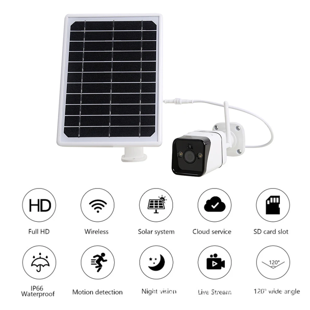 

YN50 Waterproof Solar Surveillance IP Camera 1080P Outdoor WiFi Security Camera Audio 2MP Security CCTV Cameras