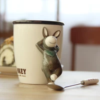 new backrest donkey puppy handle ceramic coffee cup milk cup office coffee couple personalized mug gift for family and friends