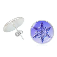 2020 new romantic girl fashion charm christmas snowflake gift glass convex earring earrings ladies jewelry