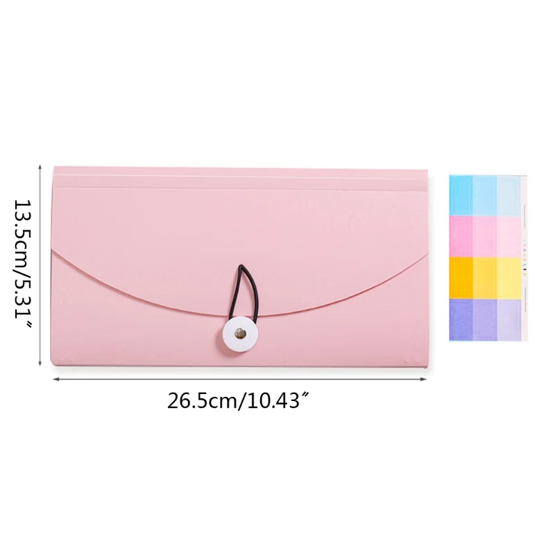 

Portable B5 Expanding File Folder 13 Pocket Spring Button Closure Expandable