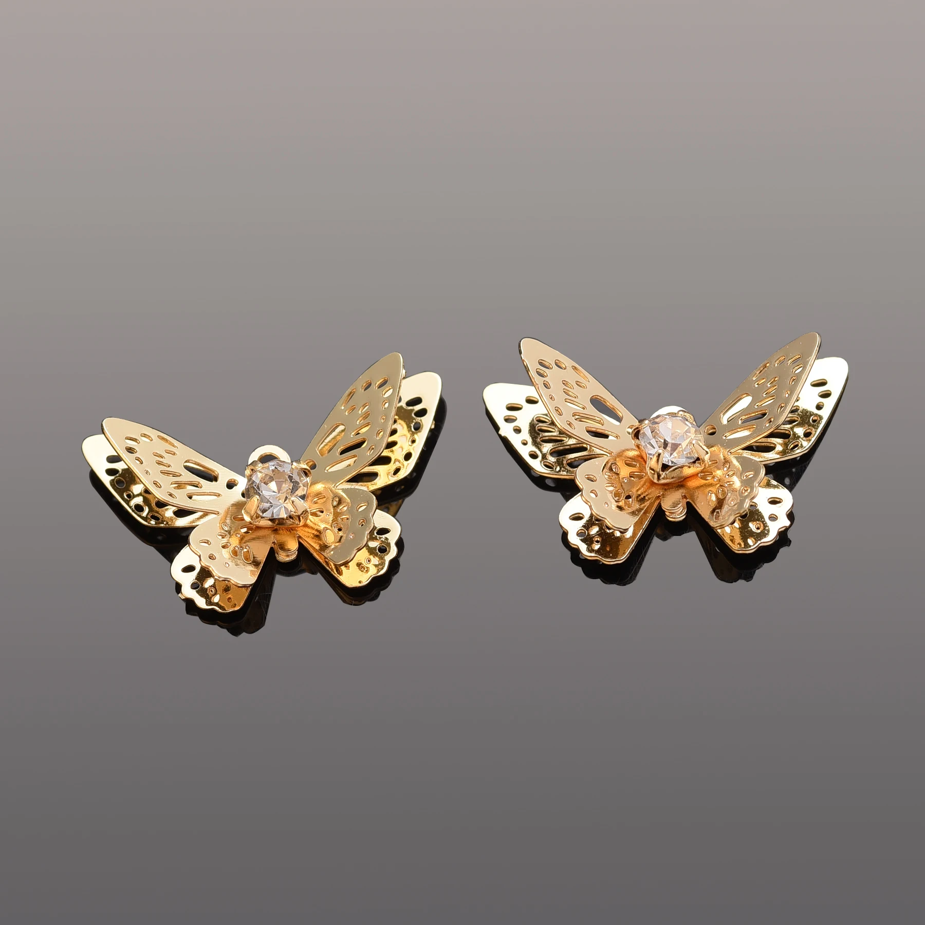 

6Pc/Lot 3D Hollow Butterfly Charm Pendants DIY Craft Real Gold Plated Pendants for Necklace Earring Findings Jewelry Making