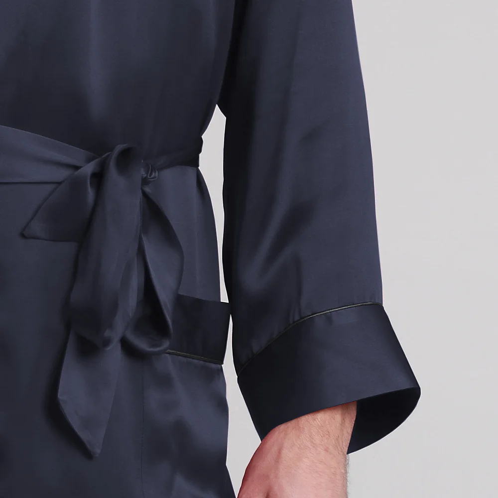 LILYSILK 100 Silk Robe Sleepwear kimono Men 22 momme Contra Full Length Luxury Natural Men's Clothing Free Shipping