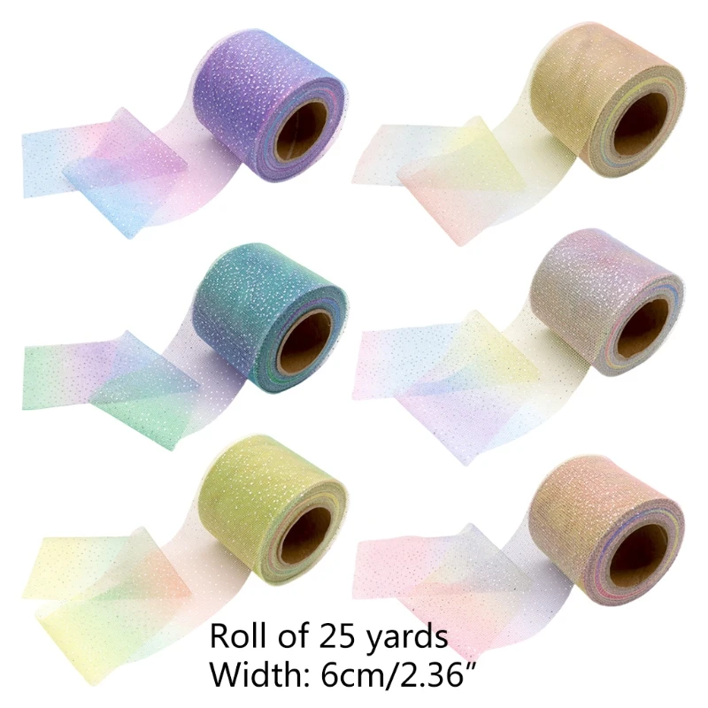 

2021 New Gradient Colour Tulle Roll Home Decor 6inch 25Yards Soft Silver Sequins Yarn