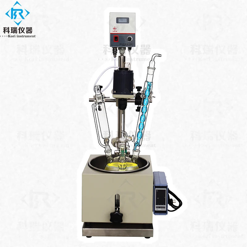 

China factory price for lab chemical stirred glass reactor W Heating bath W Condenser /Glass reactor chamber with PTFE Stirrer