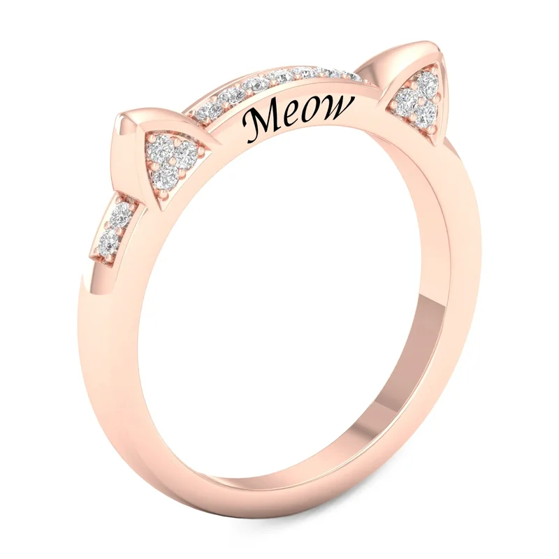 

Unique Korean Style 3 Colors Lovely Cat Ears Shaped Finger Ring Inlaid Rhinestone Zircon Crystal for Women Party Jewelry