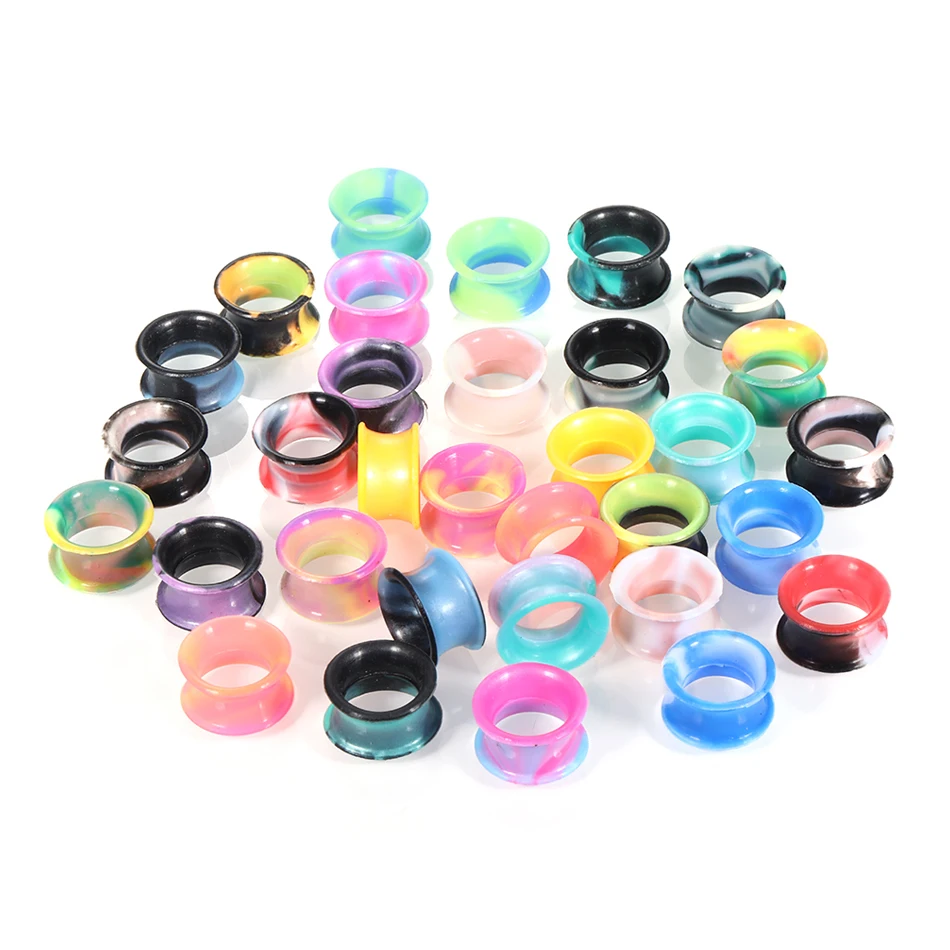 16Pairs Silicone Ear Dilations Earlets Double Flared Ear Plugs Tunnels Earring Piercing Ear Expansions Body Piercing Jewelry