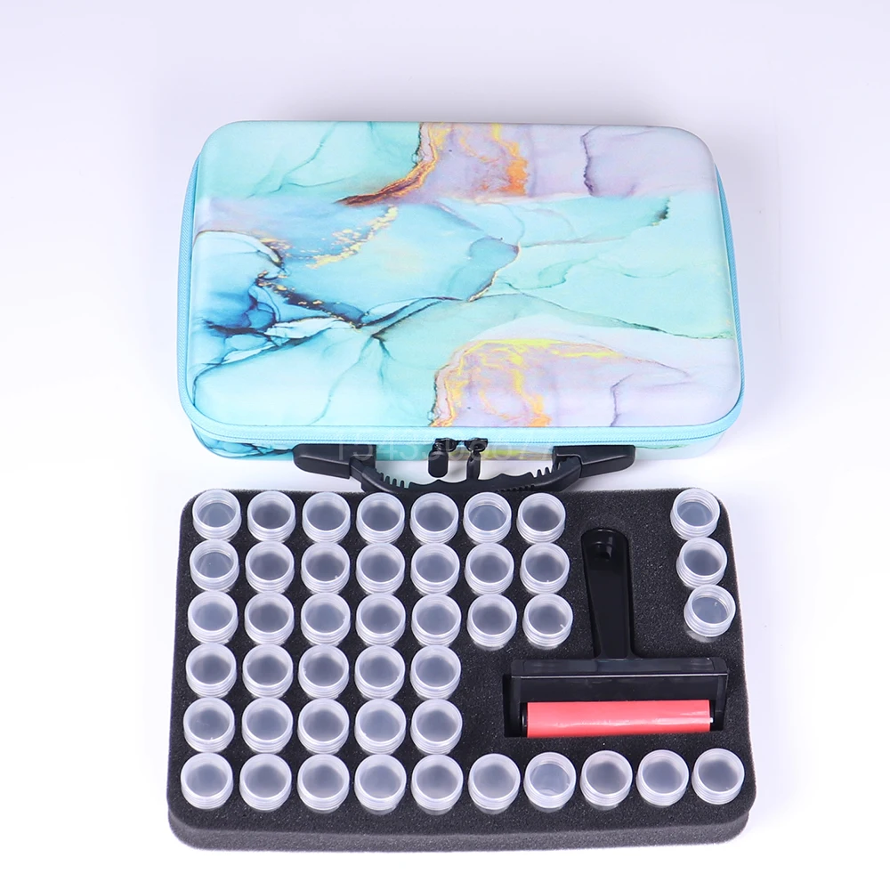 

44 Bottles Diamond Painting Storage Box 5D Bead Embroidery Carry Case Tools Rhinestone Container Accessories Bag With Roller