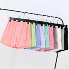 Летние женские шорты, эластичные хлопковые Пижамные штаны из бамбука, свободная одежда для гостиной, однотонные женские штаны, нижнее белье, одежда для сна, пижама