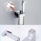 Комплект для биде с распылителем, настенный латунный распылитель черногохромированного цвета для ванной комнаты, туалета, с клапаном для холодного и горячего мытья