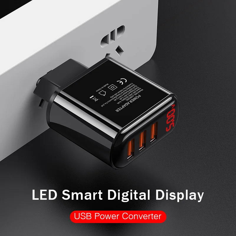 Сетевое зарядное устройство с 3 USB-портами и светодиодным дисплеем 4 А | Мобильные