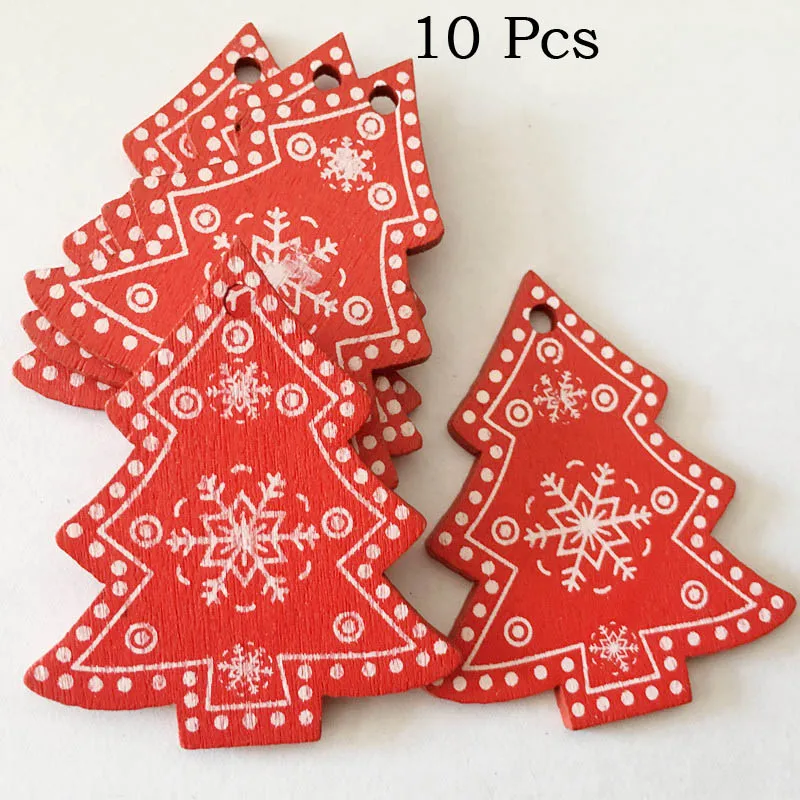 10 шт. в форме сердца с рисунком лося для рождественой елки деревянный подвесной