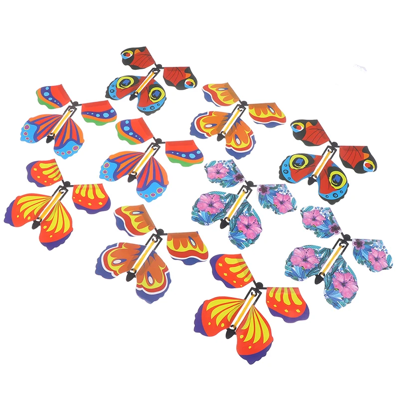 10pcs Magic Butterfly Flying Butterfly With Card Toy With Empty Hands Solar Butterfly Wedding Magic Props Magic Tricks