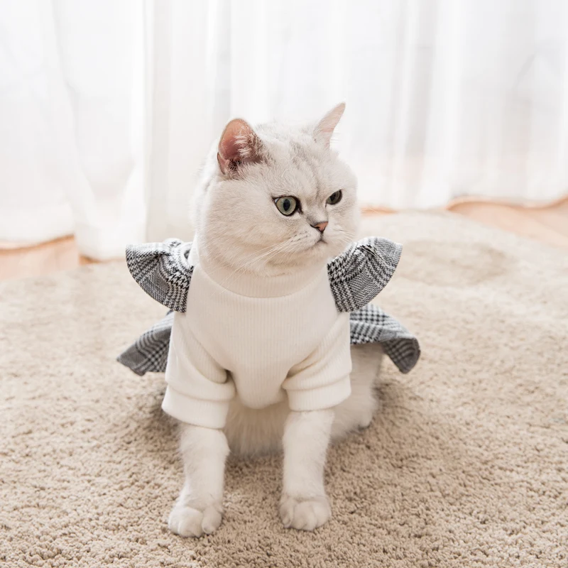 Hipidog Новое поступление красивая теплая зимняя клетчатая собачья юбка с кошкой