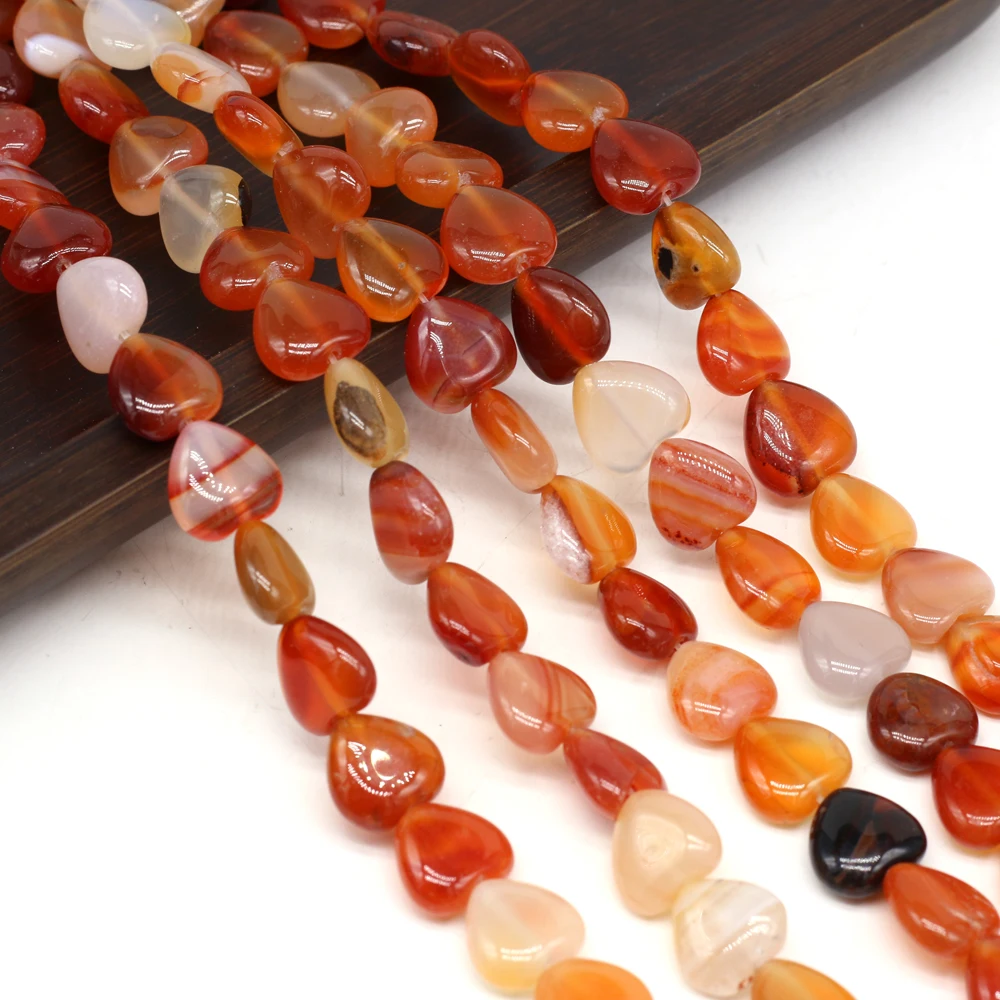 

Natural Red Gemstone Beads Heart Shape Loose Polished Bead for Jewelry Making DIY Necklace Bracelet Accessories 14mm