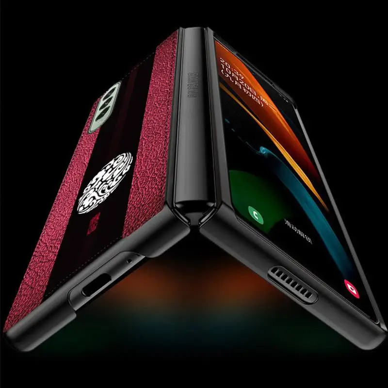 leather painting phone flip case for samsung galaxy z fold 3 2 hard protective cover for galaxy z fold3 fold2 5g slim phone case free global shipping