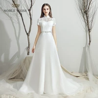 wedding dresses floor length a line organza vestido de noiva bridal gown wedding dress with short sleeves