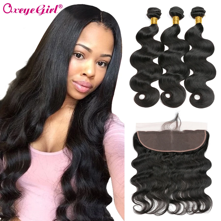 Объемные волнистые пучки с фронтальным Oxeye девушка 100% человеческие волосы